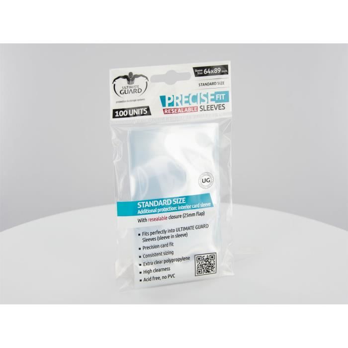 Pochettes pour cartes - ULTIMATE GUARD - Precise-Fit Sleeves - 64x89 mm - Polypropylène extra clair - Sans acide/Sans PVC