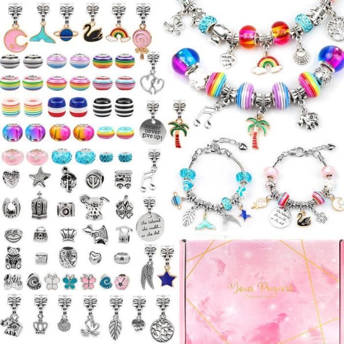 Kit de Fabrication de Bracelets pour Filles Kits de Bijoux et Perles pour Enfants Bijoux Enfants Fille Cadeaux de Fille 5-12 Ans