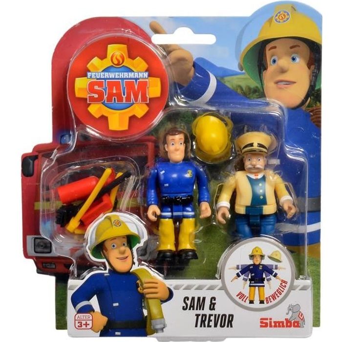 Figurines de jeu - Fireman Sam - Trevor & Sam - Casque amovible - Outils inclus - Mobilité totale