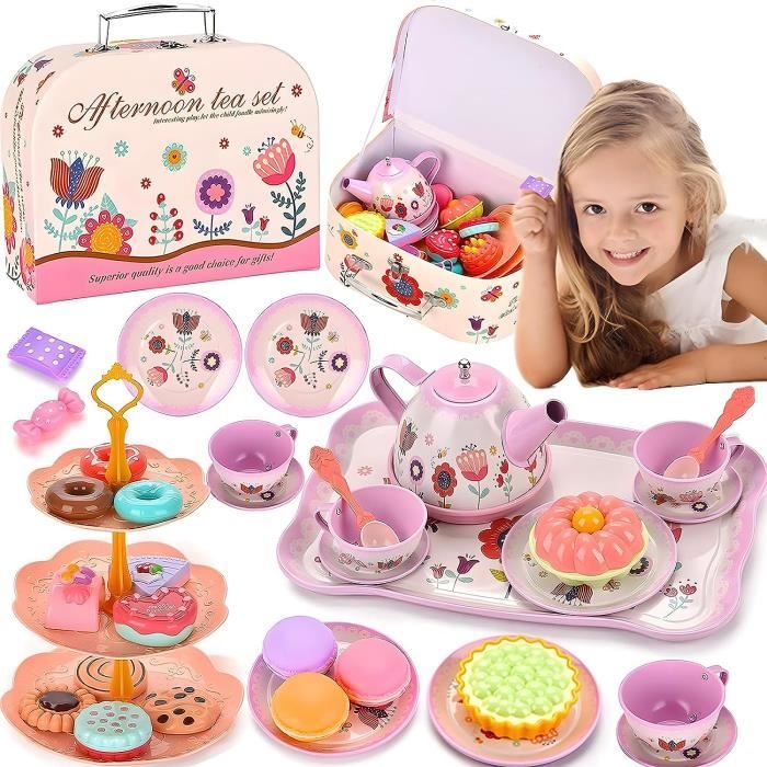 Service à Thé pour EnfantsJouet de Cuisine Faisant Semblant pour Enfants Tea Party Jeux de RôleDinette Enfant Service à Café
