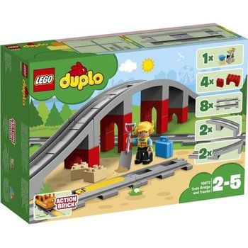 LEGO® 10872 DUPLO Town Les Rails Et Le Pont Du Train, jouet pour enfants 2-5 ans, Jeu De Construction Avec Klaxon en Brique Sonore