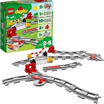 LEGO® 10882 DUPLO Town Les Rails du Train Jeu de Construction, Circuit avec Brique d'Action Rouge pour Enfants de 2 - 5 ans_x000D_