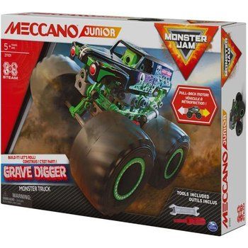 MECCANO - MONSTER TRUCK GRAVE DIGGER MECCANO JUNIOR - 6060171 - Véhicule Monster Truck Géant A Retrofriction - Jeu de Construction