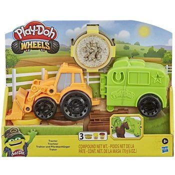PLAY-DOH - Wheels - Tracteur de ferme - Jouet pour enfants avec 3 Pots de pâte à modeler atoxique - dès 3 ans