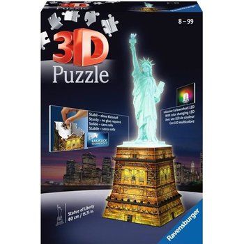 Puzzle 3D Statue de la Liberté illuminée - Ravensburger - Monument 108 pièces - sans colle - avec LEDS couleur - Dès 8 ans