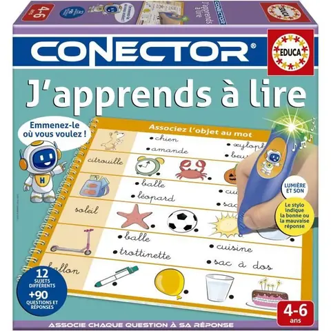 Conector J’apprends à Lire - Jeu éducatif - EDUCA - 90 questions 12 thèmes format livre - Dès 4 ans