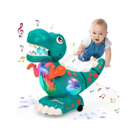 JOUET A BASCULE Dinosaures Jouet Bebe 1 2 an Rampants avec Musique et lumières Jouet éducatif d’éveil pour Bébé 12 18 24 Mois -