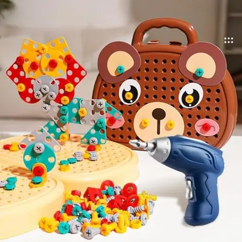 Jeu de construction - AUTREMENT - Boîte à outils de jeu Montessori avec perceuse - 205 pièces - Mixte