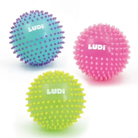 Balle bicolore pour bébé LUDI - Diamètre 15 cm - PVC - Rose bleu ou vert
