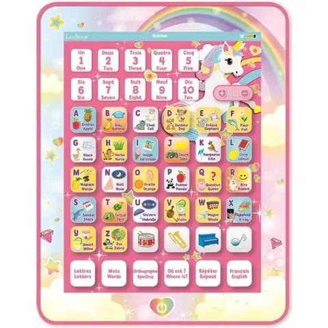LEXIBOOK - Tablette Éducative Bilingue Licorne - Français Anglais - Abécédaire Educatif Bilingue