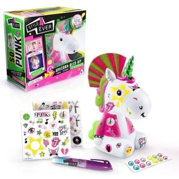 STYLE 4 EVER Édition Limitée Licorne DIY Punk Collector - Licorne à décorer et à personnaliser qui brille dans le noir !