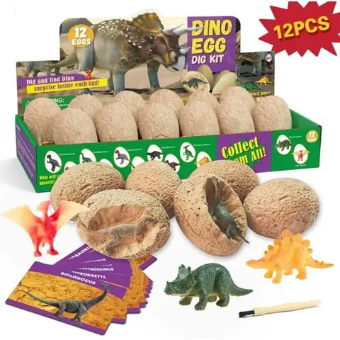 Jouet - Dino Egg Dig Kit - 12 œufs - Outils inclus - Pour enfants 6-9 ans