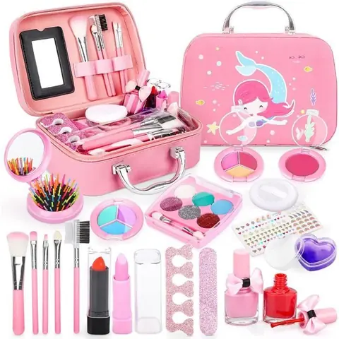 Maquillage Enfant Jouet pour Fille Kit - ZGEER - Rose - Non toxique - Lavable - Anniversaire - Cadeau de Noël