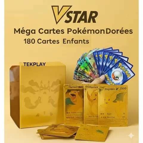 Cartes Pokémon V-Star EX GX Mega –TEKPLAY -  1 paquet 180 Cartes random Enfants Collection – Version française