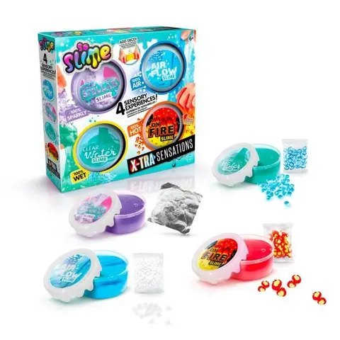 Xtra Sensation Multipack- Avec 4 slimes à sensations et décorations - SO SLIME DIY - SSC 308 Canal Toys