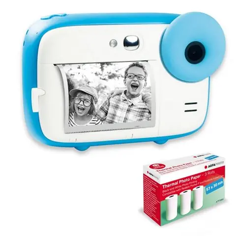 AGFAPHOTO Pack Realikids Instant Cam + 3 rouleaux Papier Thermique ATP3WH supplementaires - Appareil Photo Instantane Enfant, Ecran LCD 2,4', Batterie Lithium, Miroir Selfie et filtre photo - Bleu