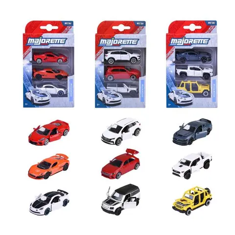 Coffret 3 véhicules - MAJORETTE - Majorette Premium - Métal die-cast - Phares translucides - 1/64