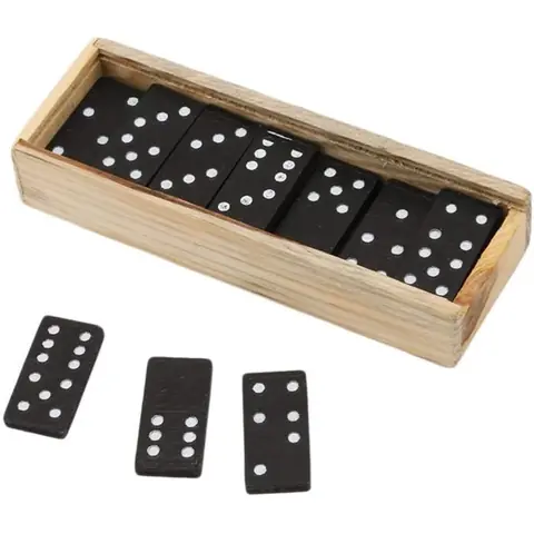 28 pièces Ensemble de Dominos Dominos de Train Mexicain Jeu de société Jouet Dominos en Bois Pai Gow avec boîte à Couvercle Cou36