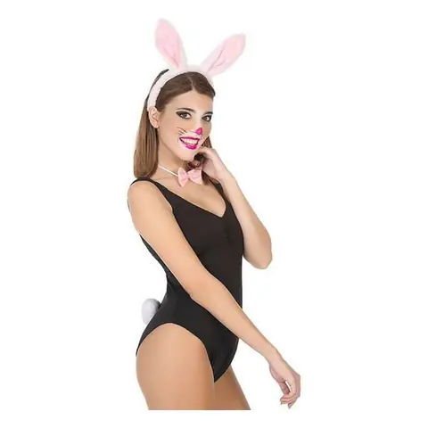Serre-tête lapin rose avec nœud papillon et pompon - accessoire déguisement