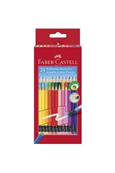 Crayon de couleur gommable, étui carton de 24