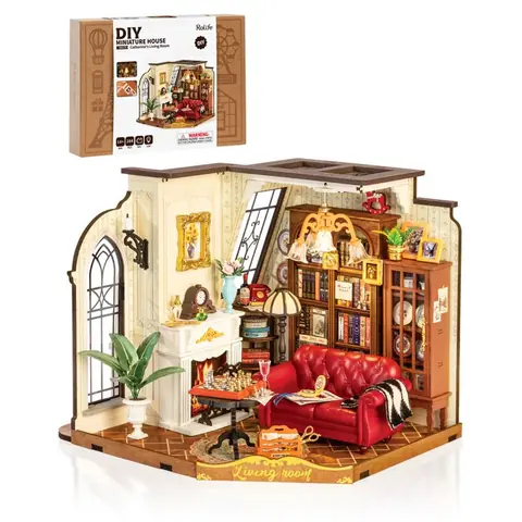 Puzzle 3D en bois à construire - ROBOTIME Kit de maison miniature à monter soi-même pour le salon de Catherine