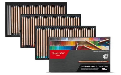 Boîte carton de 76 crayons de couleur LUMINANCE 6901® + 2 full blender - Caran d'Ache