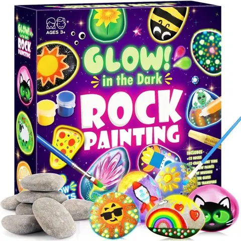 Activites Manuelles pour Enfants Jouet Fille Garçon 3 4 5 6 7 Ans Kit de Peinture Sur Pierre Bricolage Enfant Cadeau Fille Garçon