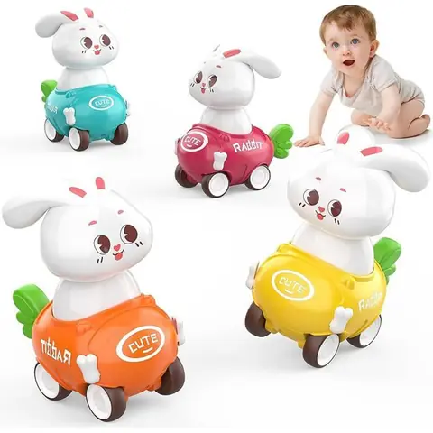 Cadeau de Pâques Jouet Voiture Bébé 4 Pièces Petite Voiture Enfant 1 2 3 Ans Voiture Jouet Bébé 1 an Lapin Jeu UNIVERS MINIATURE