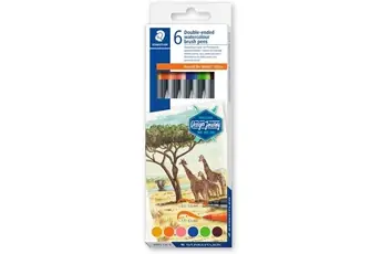 Feutres - Aquarellable - Double pointe - 6 couleurs - Pointe pinceau et fine - Coloriage -