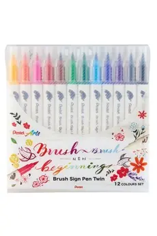 Pochette de 12 Feutres pinceau bi-pointe Brush Sign Pen Twin
