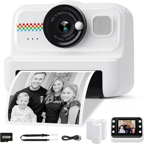 Caméra dimpression instantanée HiMont Kids caméra 1080P HD pour enfants Impression instantanée avec 3 roule APPAREIL PHOTO ENFANT