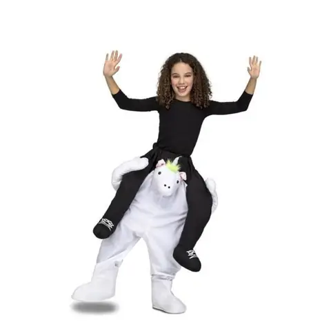 Déguisement - Unicorne au muscle - Pantalon blanc - Haut multicolore - Pour enfant 3-14 ans