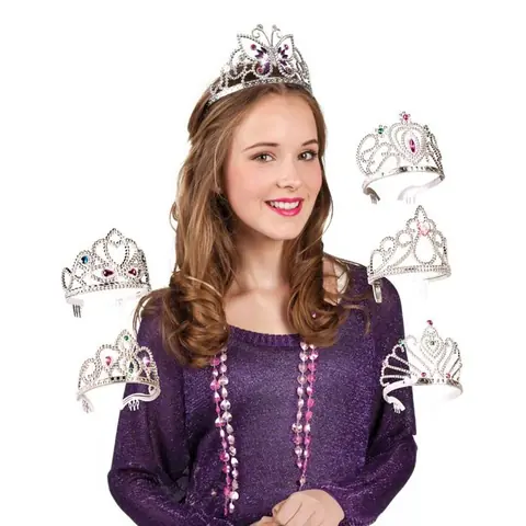 Tiare / Diadème Plastique Argent Avec Pierres Taille Enfant - Couronne de princesse pour enfant