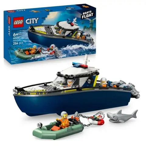 LEGO City 60456 La Course-Poursuite en Bateau de Police - Jouet pour Garçon dès 6 ans
