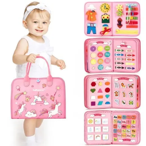 Busy Board - Licorne - Jouet en Feutre - 5 Couches - Montessori - Pour Fille 3 ans et plus