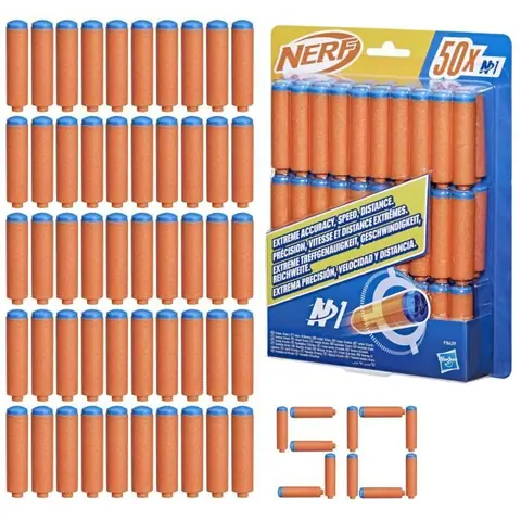 Nerf N Series Recharge de 50 fléchettes N1 Fléchettes en mousse compatibles avec les blasters Nerf N Series Jouet pour enfants et