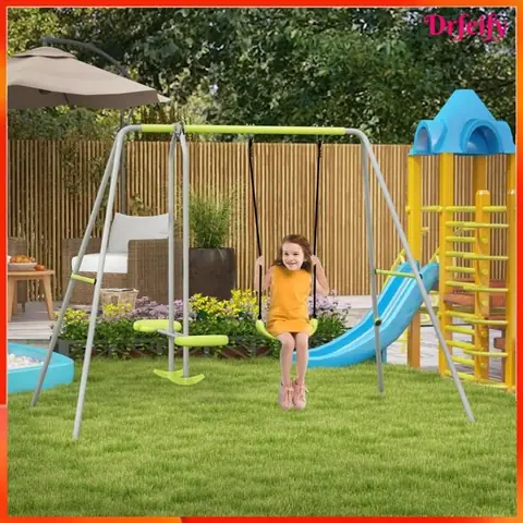 Balançoire portique - AKOZON - 9129 - 2 agrès (1 balançoire + face-à-face) - 255 x 160 x 180 cm - Vert