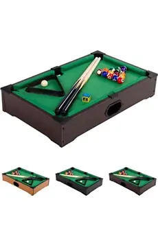 Mini table de billard 51x31x10cm, couleur au choix bois clair, bois foncé et noir + accessoires - Couleur : Bois foncé