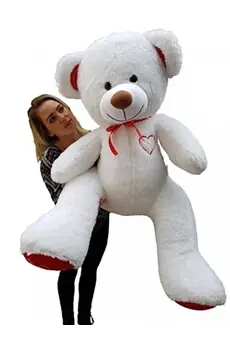Nounours en peluche énorme Teddy Bear 75+85 blanc-rouge-b