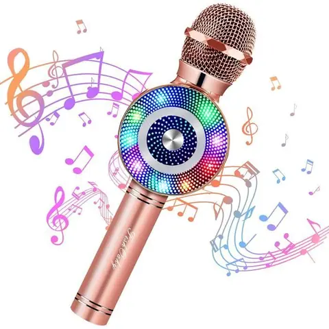 Microphone Karaoké Bluetooth 4 en 1 Micro Enfant pour Chanter Fille Garcon Avec Lumières LED Enregistrement Micro Sans Fil Co[147]