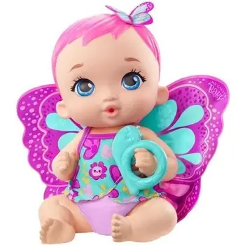 My Garden Baby - Bébé Papillon Rose Boit et Fait Pipi 30 cm, couche réutilisable, tenue, ailes amovibles - Poupon - Dès 2 ans