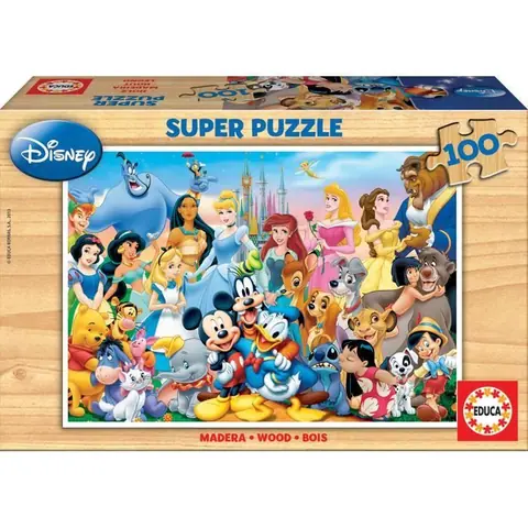 Puzzle en bois Disney 100 pièces - EDUCA - Modèle EDUCAT - 100 pièces - Bois naturel