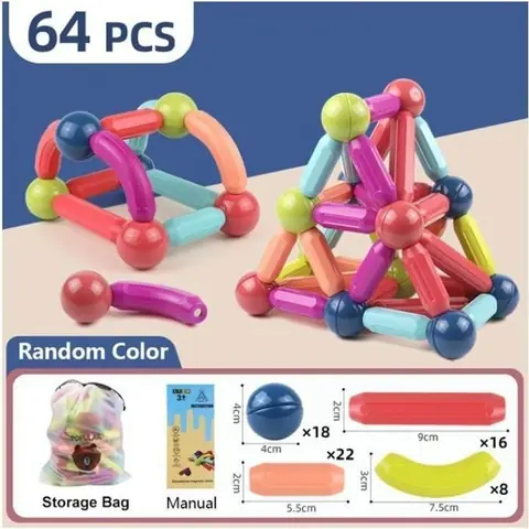 Jeu de construction magnétique 64 piècesJeu de boules et bâtons Jouets éducatifs pour enfantsCadeaux de Noëlcadeaux de vacances