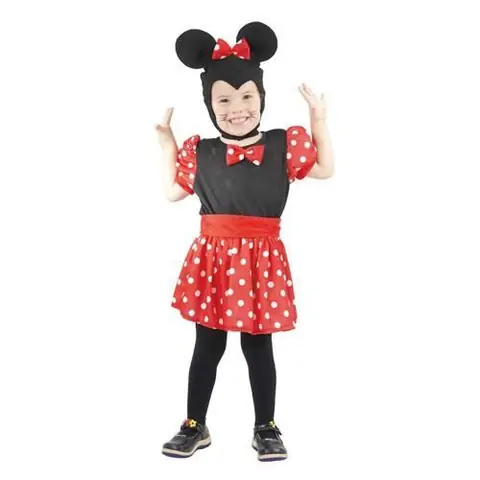 Déguisement - Souris noir et rouge - Taille 80/92 - Robe et bonnet inclus