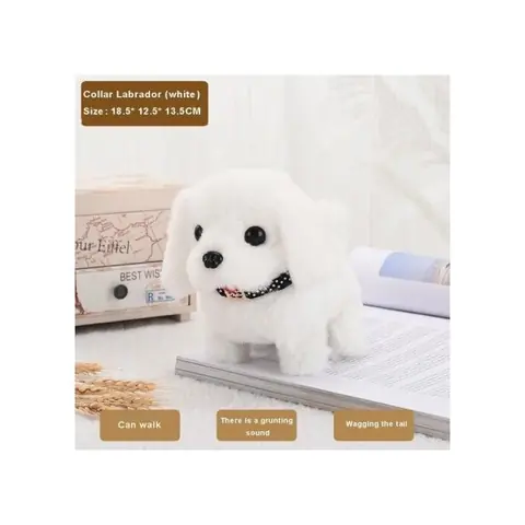 Robot animal en peluche - Jouet interactif - Chien qui marche aboie et roule - Blanc