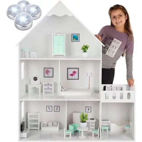 Maison de poupée - Kinderplay - GS0023A - Bois - 38 accessoires - Vert menthe
