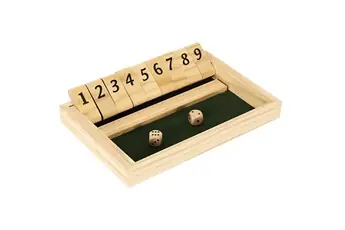 Jeu du shut the box en bois naturel avec ses 2 dés inclus -  -