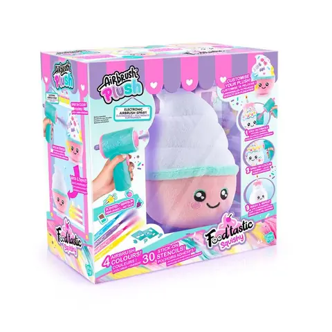 Canal Toys - Airbrush Plush – Peluche Squishy Food’tastic à décorer avec feutres parfumés et pochoirs - AIR 072