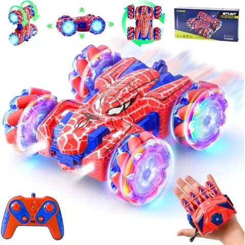Voiture Telecommandé Enfant 2.4Ghz 360°Rotation Jouet de Cascade RC avec Commande Manuelle 4WD RC Car Radiocommandee Jouet Garc