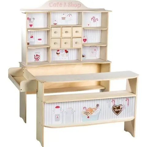 ROBA Marchande en Bois Café & Shop - Jouet dImitation - Naturel - À Partir de 3 Ans
